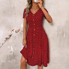 VIVETTE™ - Polka Dot Button-Front Dress