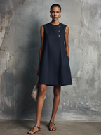 Talienne™ | Navy Sleeveless Round Neck Mini Dress