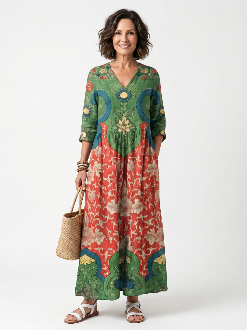 Maribela™ | Vintage Floral Maxi Dress