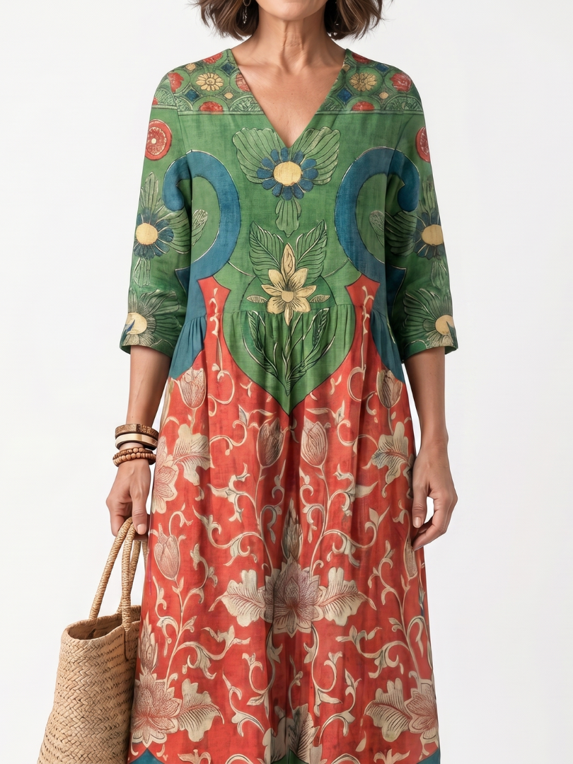 Maribela™ | Vintage Floral Maxi Dress