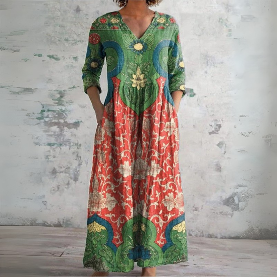 Maribela™ | Vintage Floral Maxi Dress