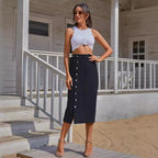 XIANI™ - Button Front Slit Skirt