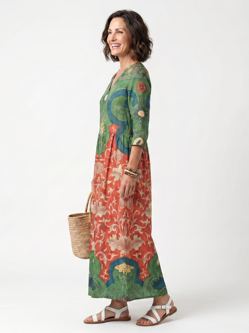 Maribela™ | Vintage Floral Maxi Dress