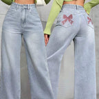 CÉLESTE™ - High Waist Printed Straight Leg Jeans