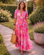 Lyrienne™ | Floral V-Neck Dress