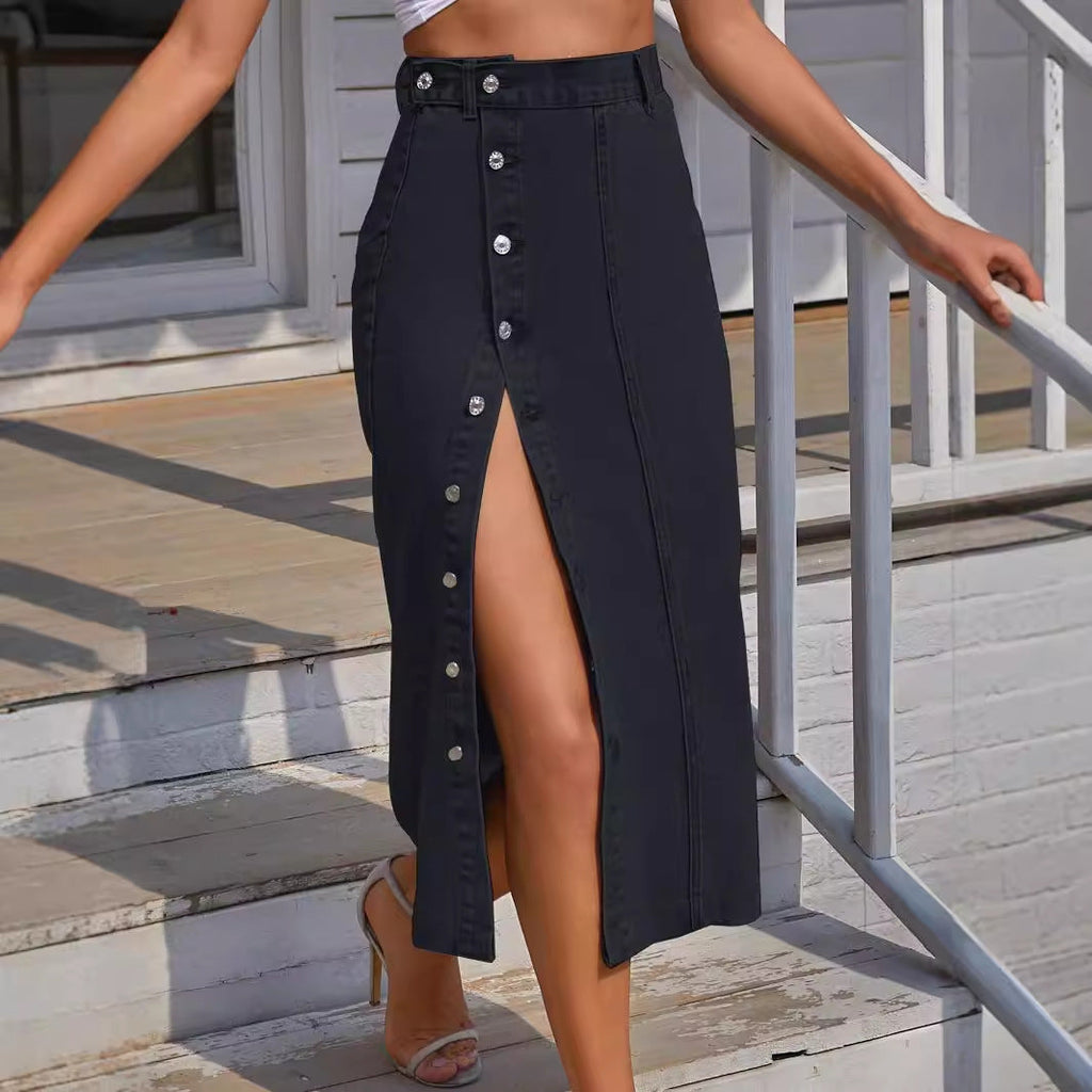 XIANI™ - Button Front Slit Skirt