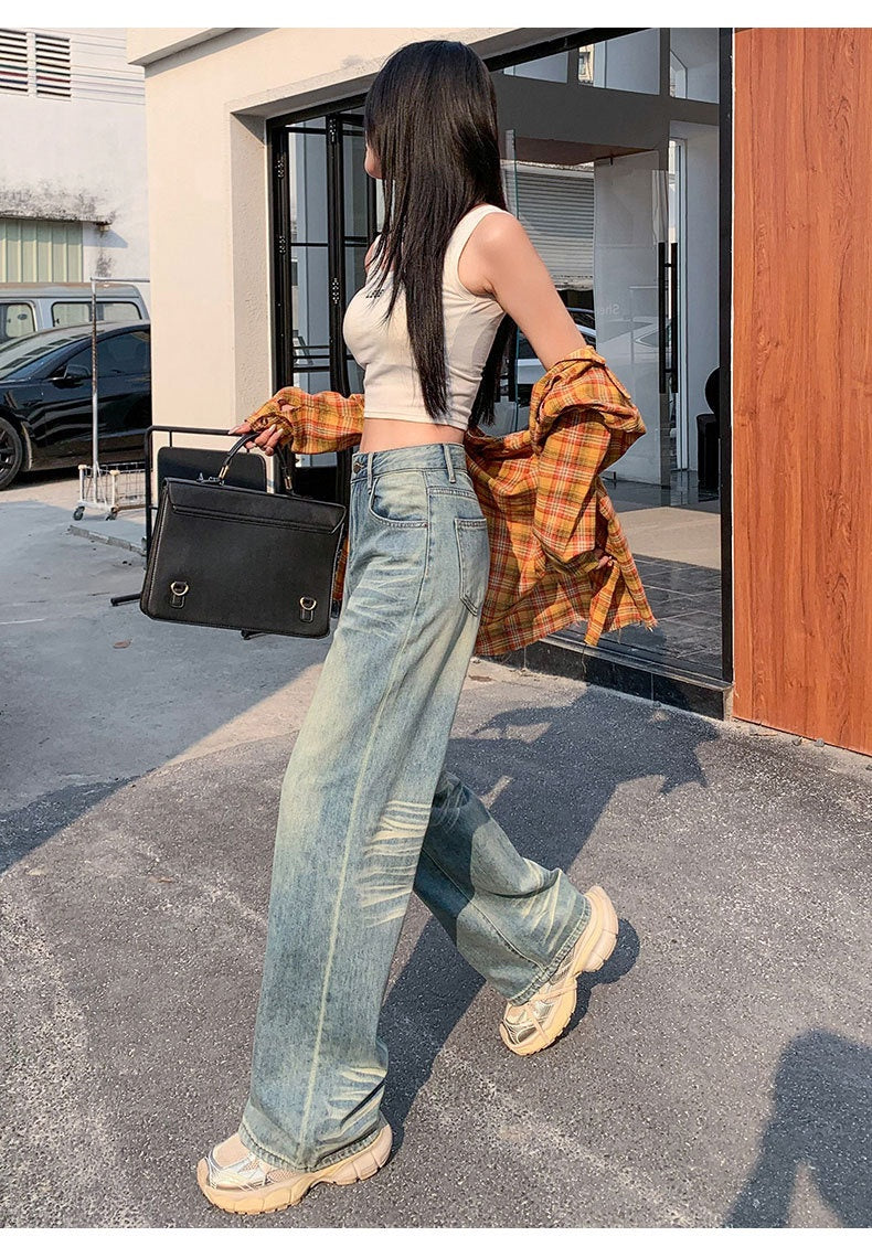 AMÉLIE™ - High Waist Wide Leg Cotton Jeans