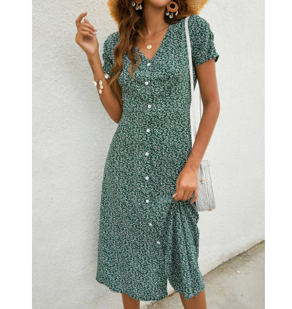 MARGUERITE™ - Floral Button-Front Dress