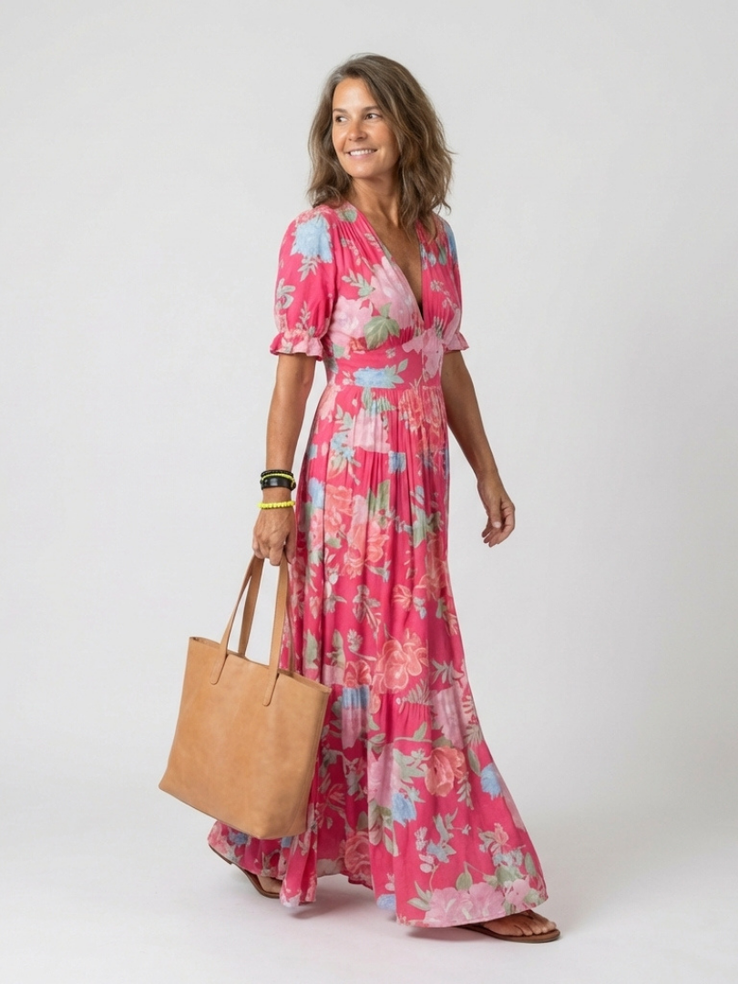 Lyrienne™ | Floral V-Neck Dress