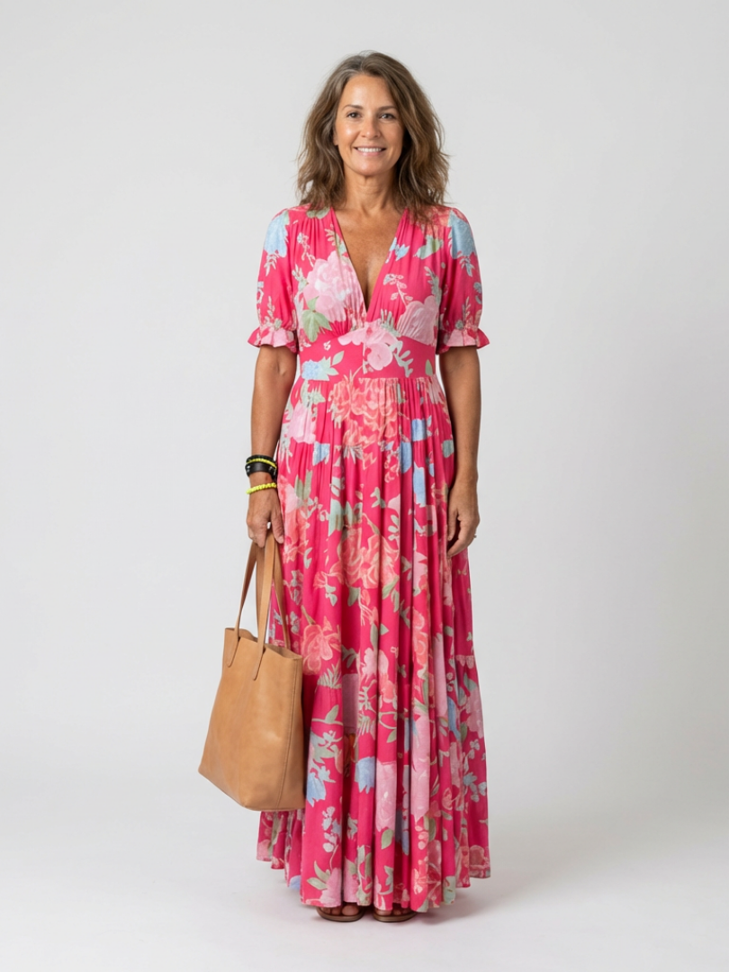 Lyrienne™ | Floral V-Neck Dress