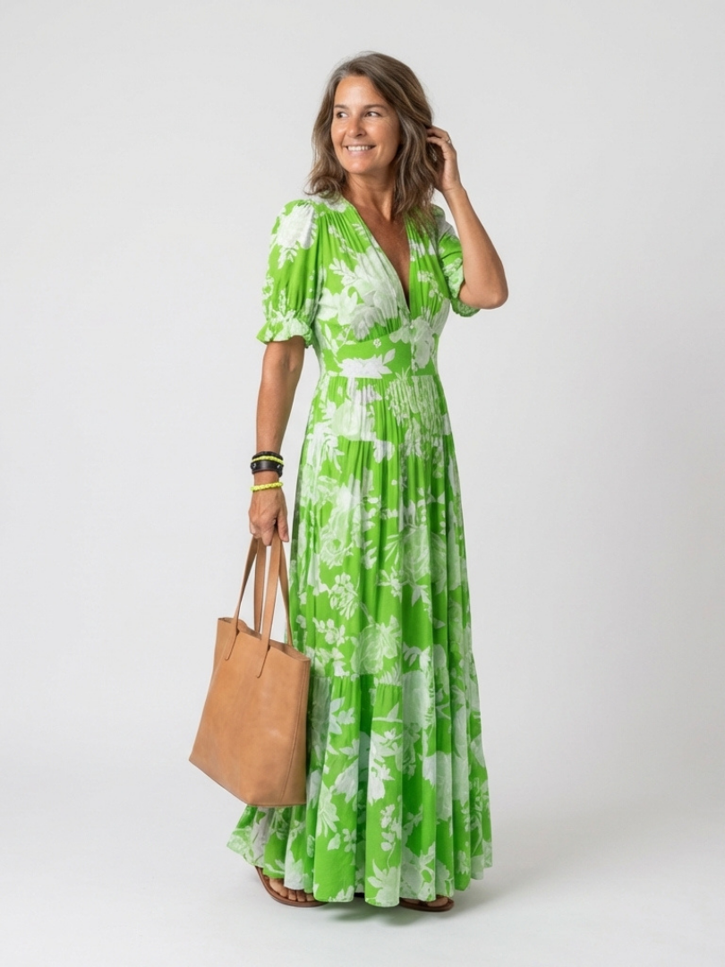 Lyrienne™ | Floral V-Neck Dress