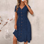 VIVETTE™ - Polka Dot Button-Front Dress