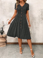 VIVETTE™ - Polka Dot Button-Front Dress