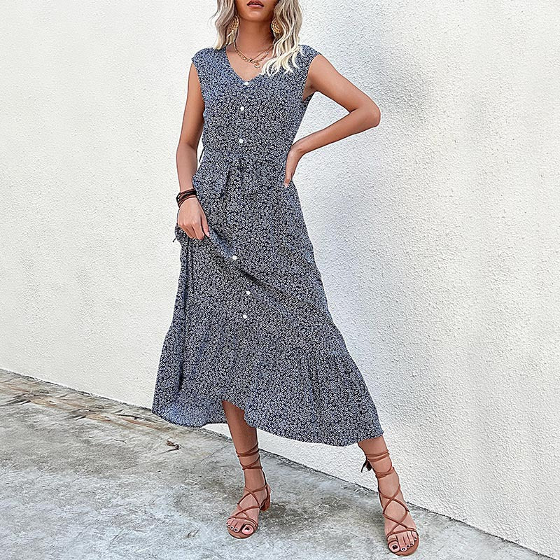 COLETTE™ - Floral Button-Front Midi Dress