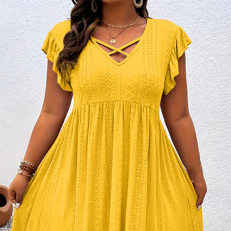 Camille™ | Ruffle V-Neck Dress